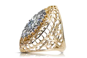  Zirkonium 14k žluté zlato Vintage craft vrc090y